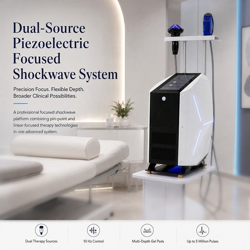 Dual-Source Piezoelectric Focused Shockwave Therapy Machine